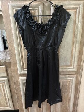 DownEast Black Floral-Trim Midi Dress